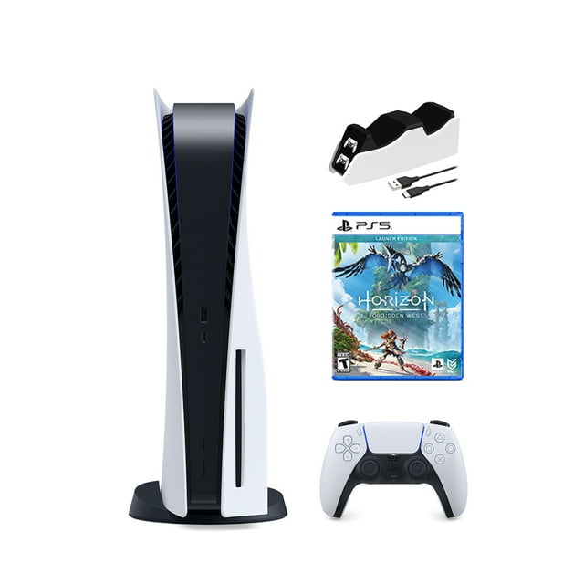 2022 New PlayStation Disc Version Gaming Console with Ultra Fast SSD, Wireless Controller, Horizon Forbidden West & Mytrix Controller Charging Dock
