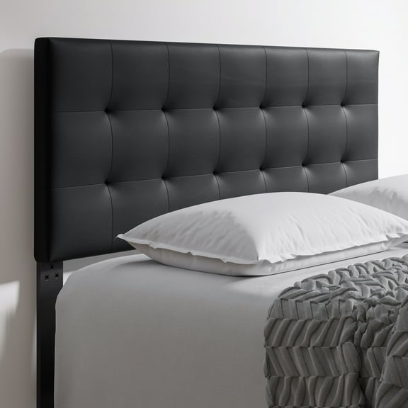 Boyd Sleep Faux Leather Instant Adjustable Headboard, Black
