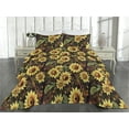 thumbnail image 2 of Ambesonne Floral Quilted Bedspread Set 3 Pcs, Sunflowers Blooming Floral, King, Pale Avocado Green and Fawn, 2 of 4