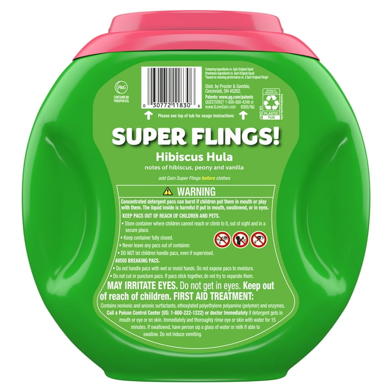 Gain Super-Sized Flings Laundry Detergent Packs Hibiscus Hula