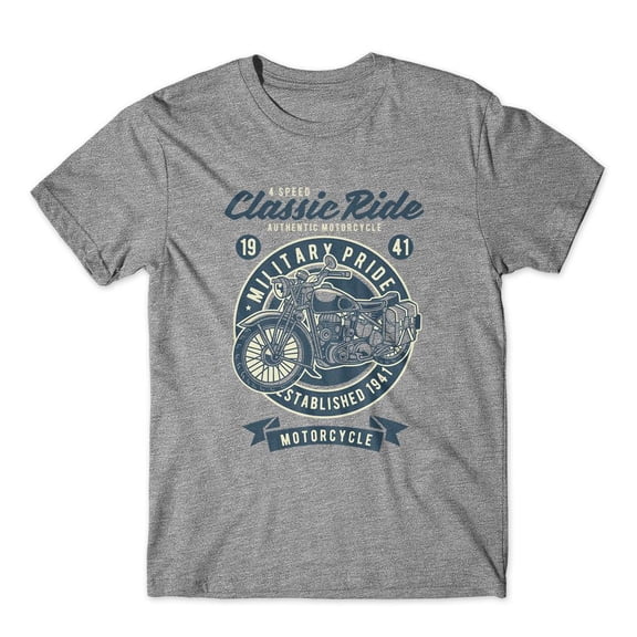 Mighty Circus Classic Ride Military Pride T-Shirt 100% Cotton Premium Tee NEW - Gray, Extra Large