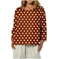 thumbnail image 2 of YUGYXL Womens Polk Dots T Shirts 3/4 Length Sleeve Crew Neck Tunic Tops Fall Clothes Winter Casual Loose Comfy Tops Red XL, 2 of 8