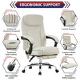 thumbnail image 5 of JONPONY Big and Tall Office Chair 500LBS Executive Office Chair Massage and Footrest Ergonomic Computer Desk Chair Reclining High Back Leather Office Chair Lumbar Back Support Swivel Rolling,White, 5 of 15