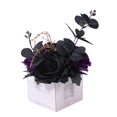 thumbnail image 5 of CoudarTitie Halloween Artificial Flowers Boxed Faux Flowers in Wooden Box Decorative Flowers Dark violet, 5 of 9