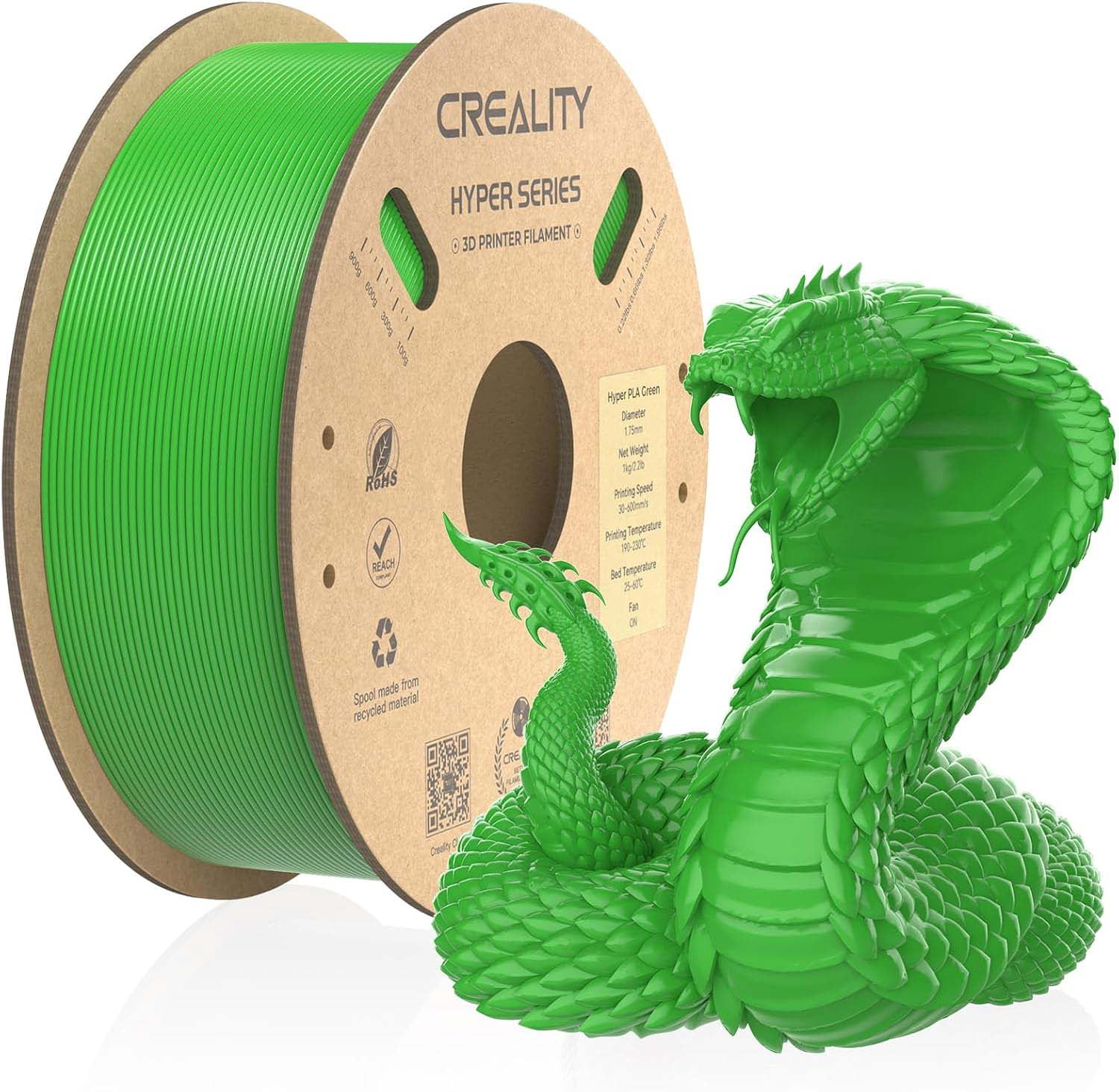 Creality Hyper PLA 3D Printer Filament 600mm/s High-Speed +/-0.03mm For Creality K1 Max Ender-5 S1 Anycubic Prusa Bambu Green 12 Unit per pack