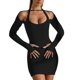 thumbnail image 1 of Gibobby Vestidos de fiesta elegantes Vestido de moda con cuello halter de manga larga para mujer Vestido corto con cubierta de cadera sexy de color sólido(Negro,XL), 1 of 4