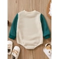 thumbnail image 3 of Bagilaanoe Newborn Baby Girl Boy Rompers Sweater Contrast Color Long Sleeve Knitted Bodysuits 3M 6M 12M 18M Infant Casual One Piece Short Jumpsuit, 3 of 8