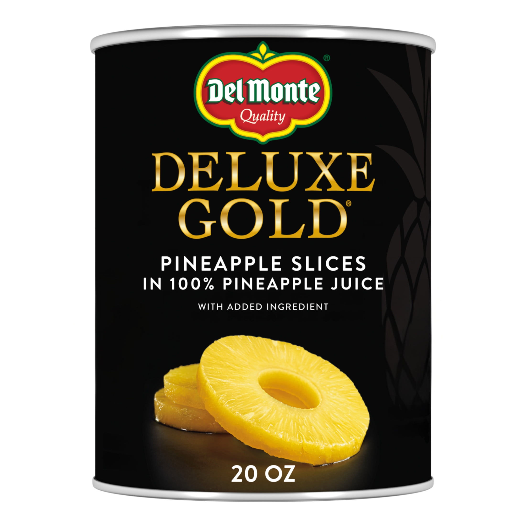 (12 pack) Del Monte Deluxe Gold Pineapple Slices in 100% Pineapple Juice, 20 oz Can, Canned Fruit