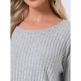 thumbnail image 5 of DARING DIVA Ribbed Knit Pajama 2 Piece Long Sleeve Top Pants Sleepwear M Light Grey, 5 of 6