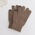 thumbnail image 3 of Guantes de invierno con pantalla táctil Guantes de punto forrados con puños elásticos de lana cálida (Caqui), 3 of 5