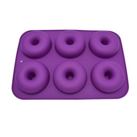 

Six Lattice Multicolor Donut Baking Tool Kitchen Cake Mold Brightly Colored Silicone Donut Baking Pan Mould-Dark Purple