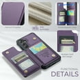 thumbnail image 5 of Dteck for Samsung Galaxy A24 4G Case with Card Holder, Magnetic Durable Leather Wallet Case for Women Men with RFID Blocking Kickstand Shockproof Cover for Galaxy A24 4G,Purple, 5 of 10