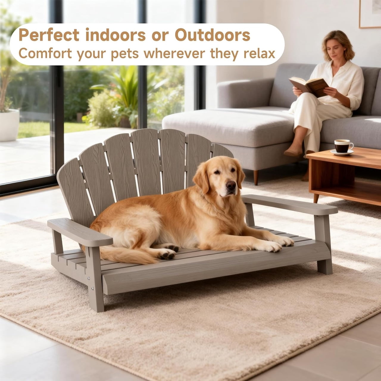 Yardgrace Outdoor Elevated Dog Bed Medium Size Dog, Waterproof & Washable Resin Pet Bed, 40.24 x 20.04 x 30.08 Inches, Easy to Assemble, Gray