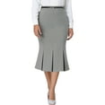 thumbnail image 1 of Falda de trabajo sólida INSPIRE CHIC para mujeres, por debajo de la rodilla, con cola de pez y cinturón, color gris, 1 of 6