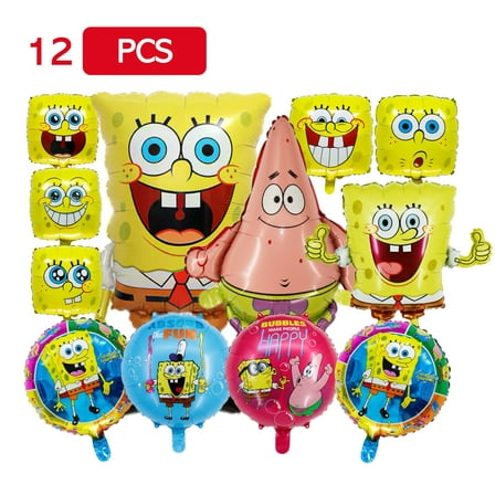 12 PCS SpongeBob Foil Balloons, SpongeBob Birthday Party Supplies