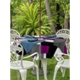thumbnail image 3 of Outdoor Tablecloth with Umbrella Hole for Patio/Picnic/Party/Camping, Modern Purple Grey Waterproof Table Cloth Round Cover Washable, Abstract Geometric Color Blocks (Dia 60"), 3 of 8