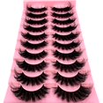 thumbnail image 2 of Pestañas de ojo de gato esponjosas, pestañas de visón falso 8D, paquete de pestañas finas dramáticas, largas y gruesas, pestañas postizas, nuevo, 10 pares, 2 of 5