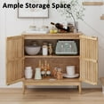 thumbnail image 3 of Sideboard Buffet Cabinet with Storage, Freestanding Kitchen Storage Cabinet with 2 Slatted Doors and Adjustable Shelves, Wooden Cupboard for Kitchen, Entryway (Slatted Door Natural), 3 of 13