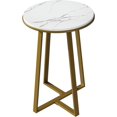 thumbnail image 4 of Round End Tables, Small Side Table White Marble Texture MDF Top,Metal Frame Gold Color, Tall End Table for Bed Room,Coffee Tea End Table for Living Room (White Marble+Gold), 4 of 17