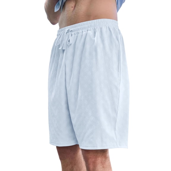 Hurxie Mens Basic Shorts with Pockets Basketball Gym Workout Plain Uniform PE Shorts White,M