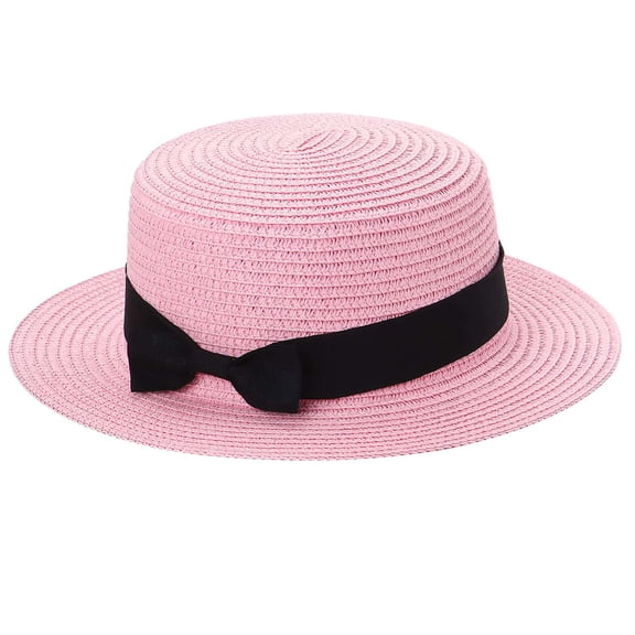 BadPiggies Summer Sun Hat for Women Wide Brim Sun Protection Straw Hat for Beach and Fishing (Pink)