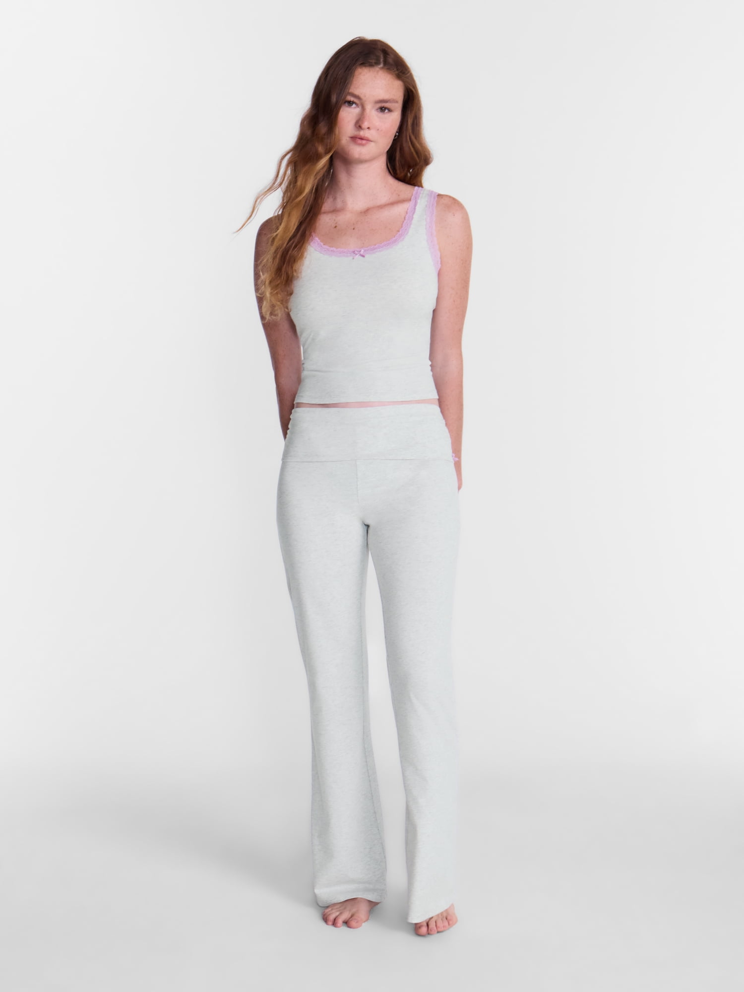 No Boundaries Cotton Blend Jersey Sleep Lace Tank Top, Women’s XXS-3X
