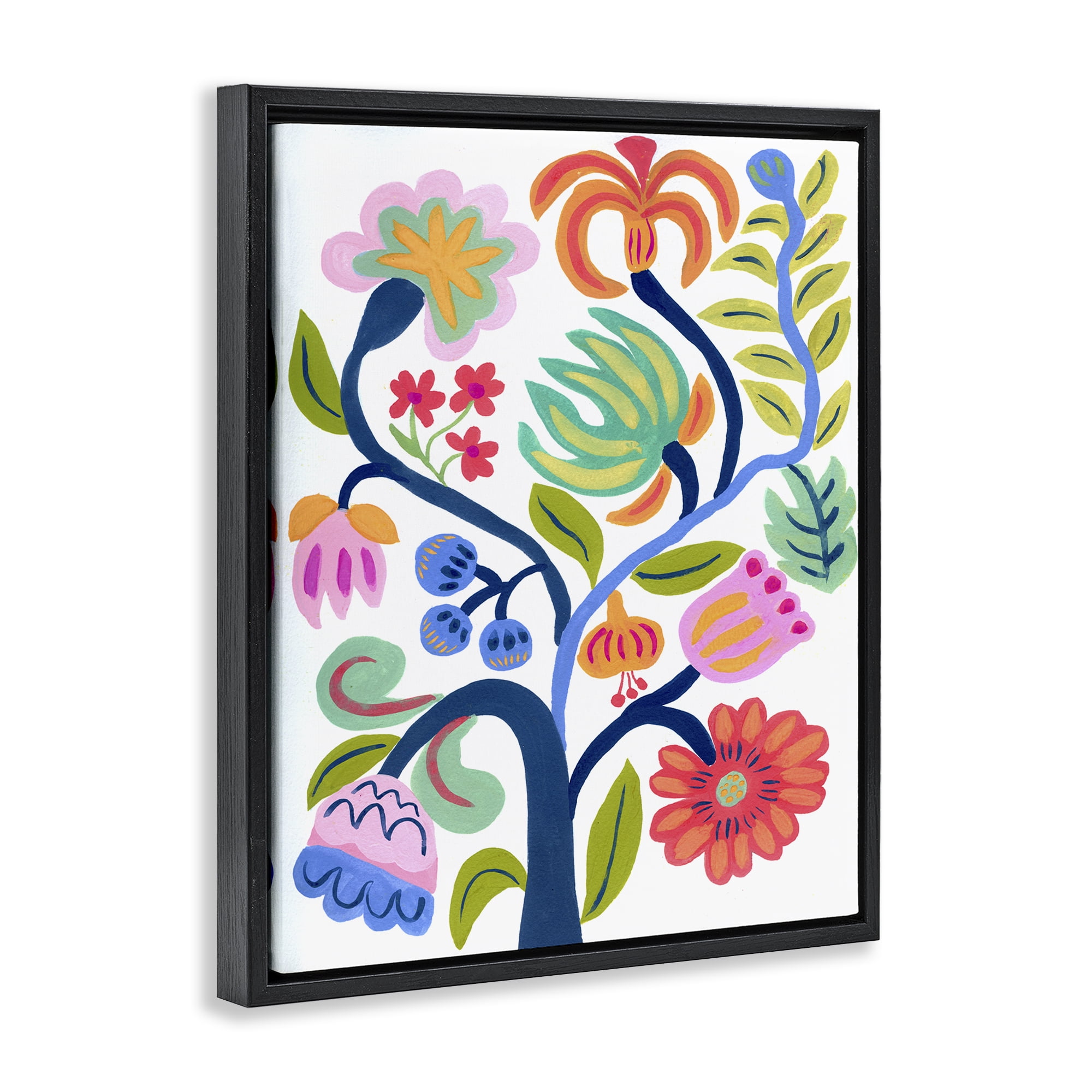Stupell Industries Boho Blue Tree Black Framed Floater Canvas Wall Art, design by Suzanne Allard
