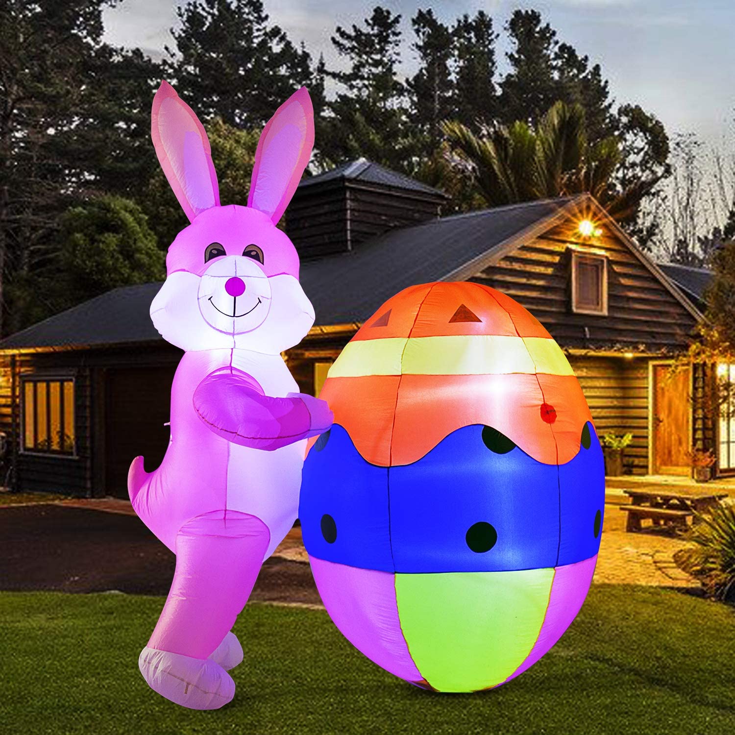 Ottoy 8Ft Easter Inflatables Bunny with Egg, Outdoor Indoor Easter