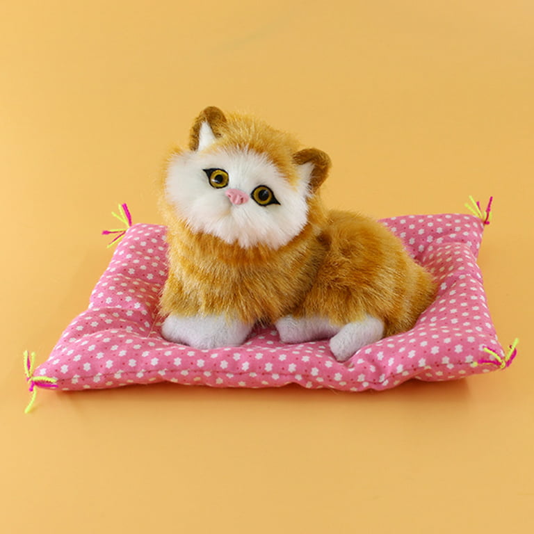 Decor Store Simulation Cute Cat Kitten Sound Plush Doll Toy with Sleeping  Mat Home Decor 