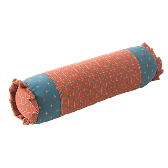 Almohada de cuello Zulema cilíndrica de algodón rojo azul
