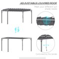 thumbnail image 4 of Outsunny Pergola Extérieure à Lames 12,8 Pieds x 9,7 Pieds avec Toit Rétractable, Gris, 4 of 10