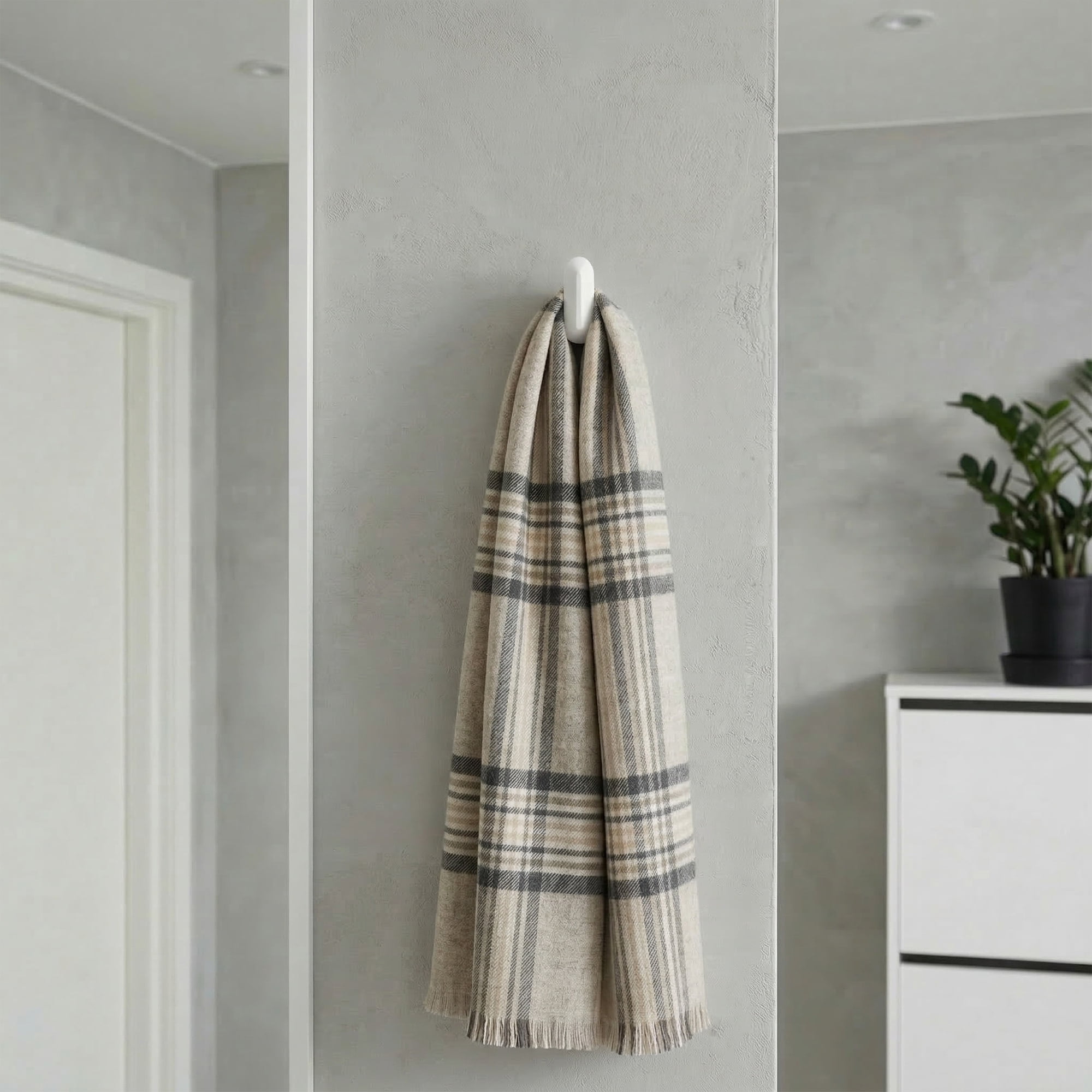 Unique Bargains Coat Rack Wall Mount Aluminum Coat 6 Hooks Hat Rack for Entryway White