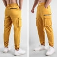 thumbnail image 5 of Zylanna Men's Casual Cargo Pants, Baggy Stretchable with Pockets Drawstring Waist Comfortable Joggers for Winter Sports Yellow, 5 of 8