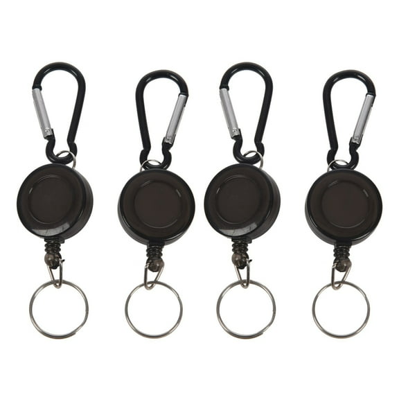 Badge Reel - Retractable Yoyo Ski Pass Id Card Holder Key Chain Color:black Amount:4pcs,2 x Carabiner,Black