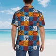 thumbnail image 4 of Yiaed colorful plaid Dinosaur Print Hawaiian Shirt for Men Short Sleeve Button Down Shirts Beach Shirts for Men,Large, 4 of 7