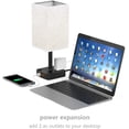 thumbnail image 2 of COZOO USB Bedside Table & Desk Lamp with 3 USB Charging Ports and 2 Outlets Power Strip,Square Black Charger Base with Flaxen Fabric Shade, LED Light for Bedroom/Nightstand/Living Room, 2 of 5