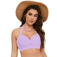 thumbnail image 3 of Women Halter Bikini Tops Push Up Retro Bathing Suits Padded Swimsuit Top Only No Bottom (Light Purple, S), 3 of 9