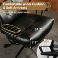 thumbnail image 6 of Ovios PU Leather Office Chair High Back Ergonomic Desk Chair with Lumbar Support Mid-Century Executive Computer Chair with Wheels for Home Office, Black, 6 of 9