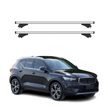 OMAC Cross Bars Roof Racks Aluminium for Volvo XC40 2019-2024 Grey Carrier 2 Pcs Anti-Theft for Travel Kayak Canoe Surf Ski Snowboard Camping