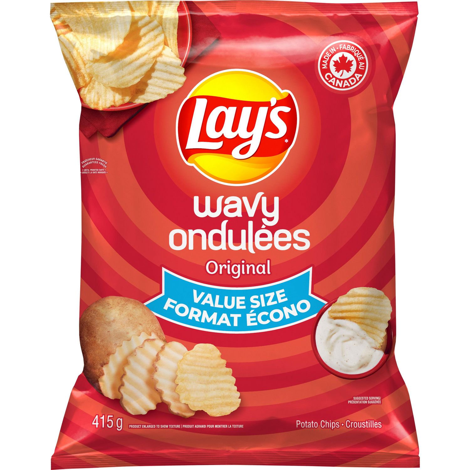 Lay's Wavy Potato Chips, Original Flavor, Bag (Packaging May Vary