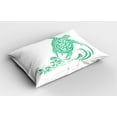 thumbnail image 2 of Ambesonne Turtle Pillow Sham 2 Pack, Plumeria Flowers Pattern, 26"x20", White and Sea Green, 2 of 3