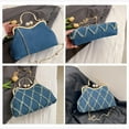 thumbnail image 2 of Denim Clutch Bag Women Quilted Evening Bag Bridal Wedding Purse Sparkly Rhinestone Handbag Beaded Pearl Crossbody Bag, 2 of 5