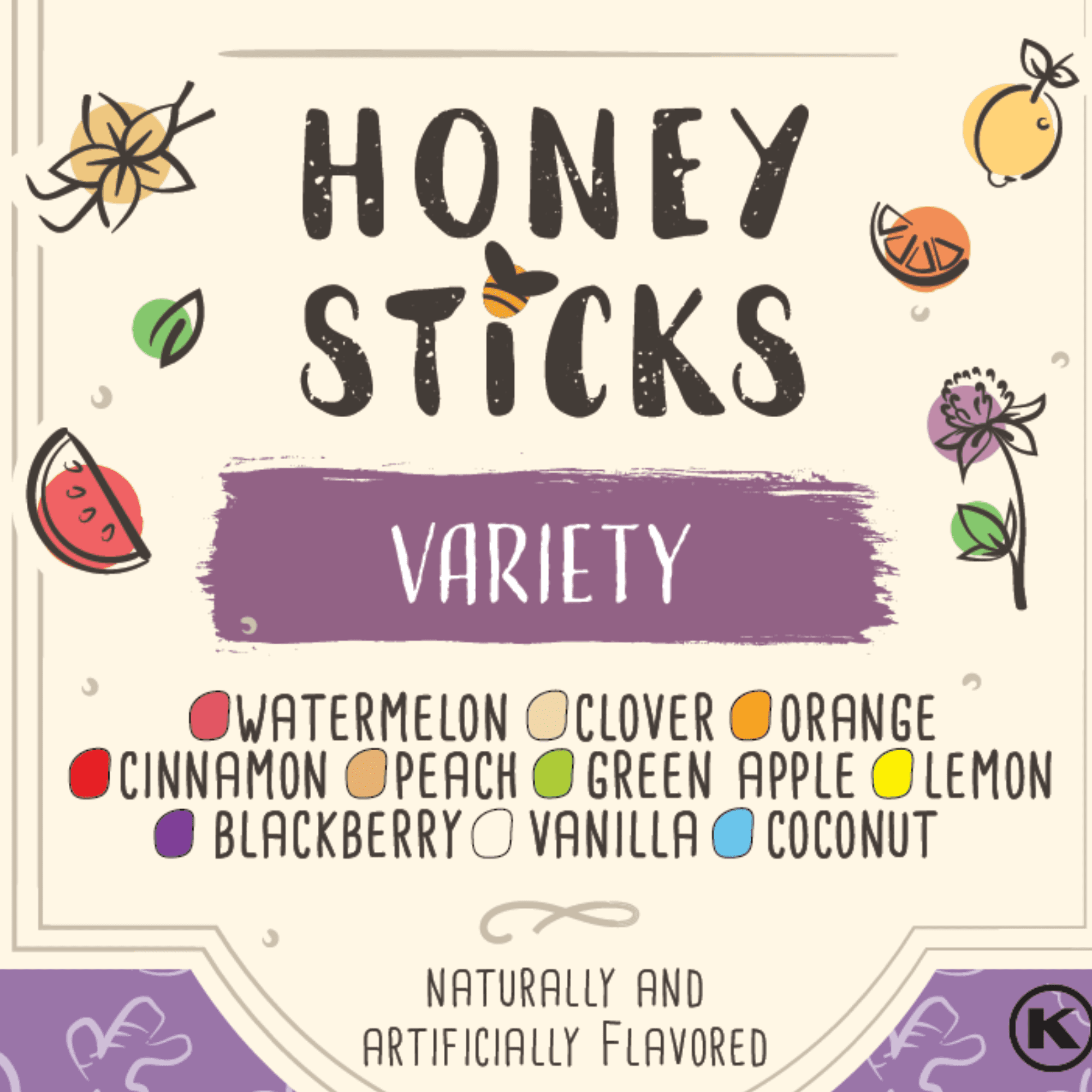The Honey Jar - Assorted Variety Pack Honey Sticks - 100 Count Package