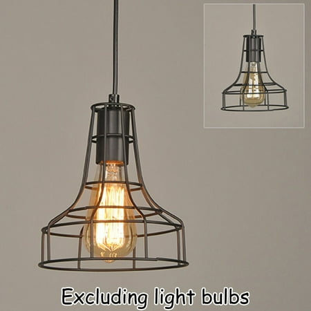 

Leke Black Industrial Iron Pendant Lamp Shade Light Bulb Cage Lighting Fixtures