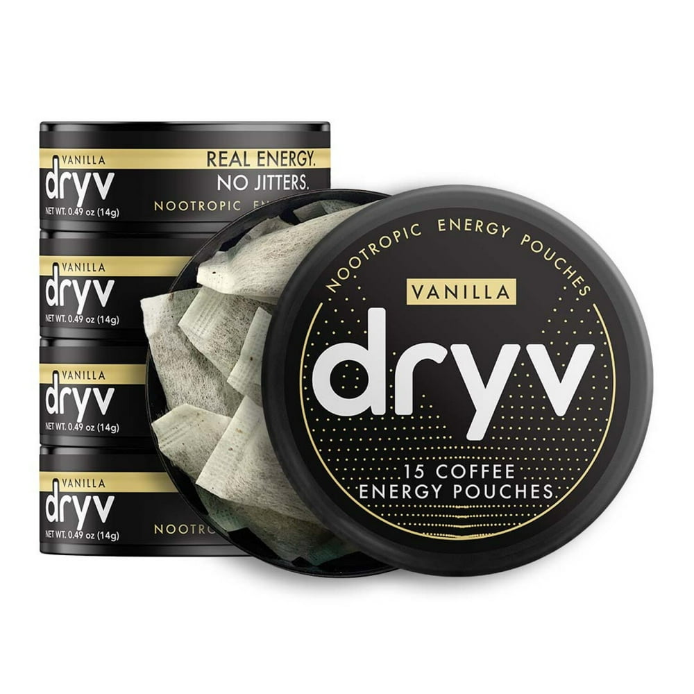 Dryv Energy Pouches Unisex Pouch Vanilla 5 Pack Coffee Pod Walmart