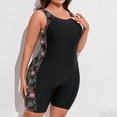 thumbnail image 6 of Ecqkame Women's Plus Size One Piece Swimsuit Printed Patchwork Tummy Control Five-Point Pants Surfing Bathing Suit Pink XXXL, 6 of 7