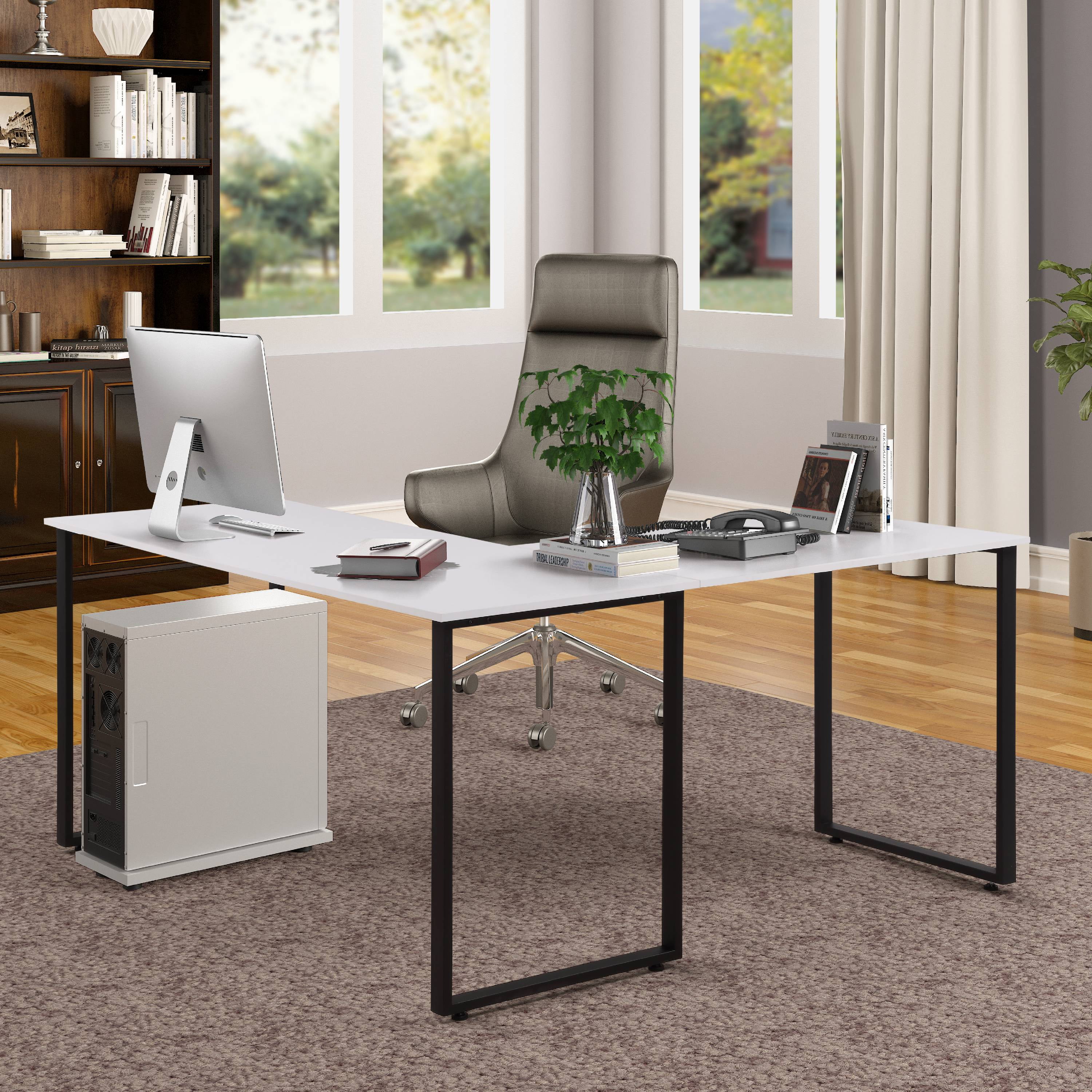 Merax 59 L Shaped Desk With Metal Legs Office Desk Corner