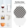 thumbnail image 5 of Leather Coasters with Heat-resistant for Drinks, Black and White Checkerboard -标题2 Hexagon, 5 of 5