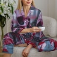 thumbnail image 6 of Fotbe Gothic Red Skull Cemetery Pattern Long Sleeve Pajama Set for Women,Sleepwear Set,2-piece Loungewear Set,Soft PJs Comfy Nightwear with Pockets -Medium, 6 of 7