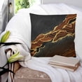 thumbnail image 4 of Brown Marble Throw Pillow Covers, Soft Pillowcases with Invisible Zipper, Gold Abstract Vintage Modern Ombre Art Decorative Square Pillow Cushion Covers for Living Room Couch Sofa Bed 18x18 Inches, 4 of 8